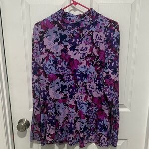 Isaac Mizrahi Purple and Pink Floral Top